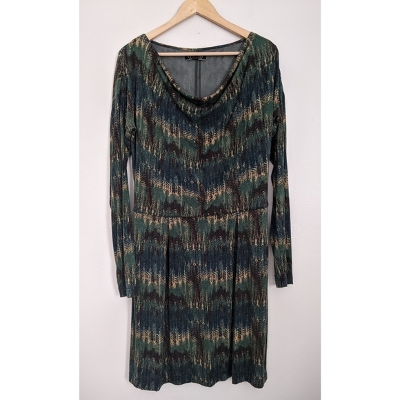 Peruvian Connection Peacock Colors Draped Dress - Picture 1 of 5